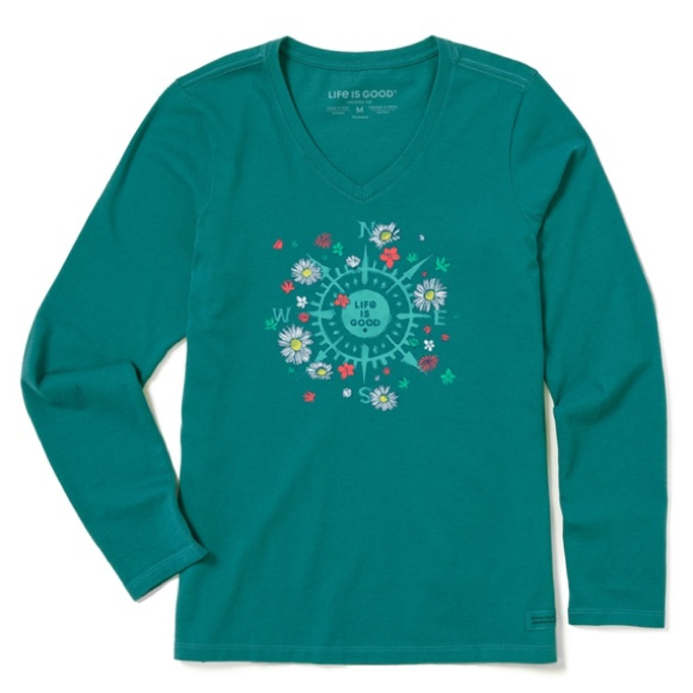 NWT LIFE IS GOOD WOMEN'S BEAUTY IN ALL DIRECTIONS LONG SLEEVE CRUSHER-LITE VEE